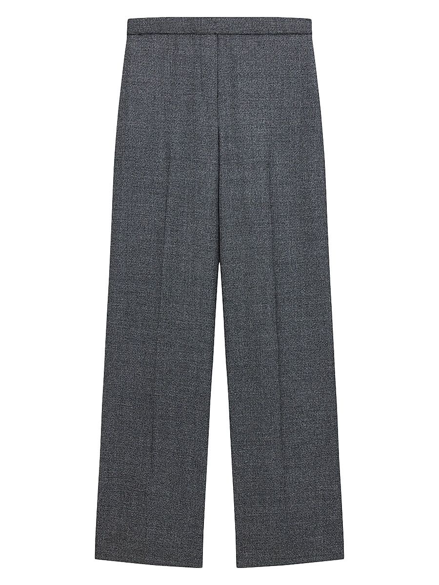 Women's Virgin Wool Wide-Leg Pants - Pepper Multi - Size 10