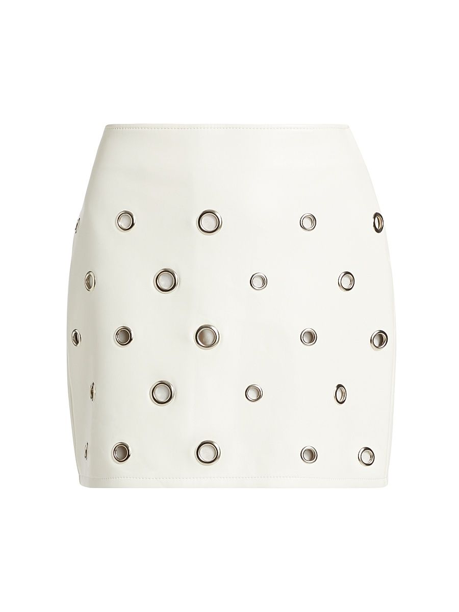 Women's Harriet Faux-Leather Miniskirt - Ivory - Size 12