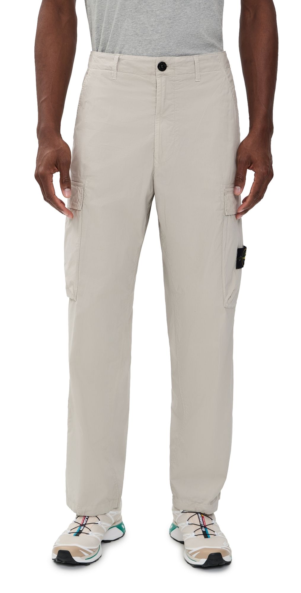 Stone Island Lightweight Stretch Cotton Cargo Trousers Pearl Grey 30