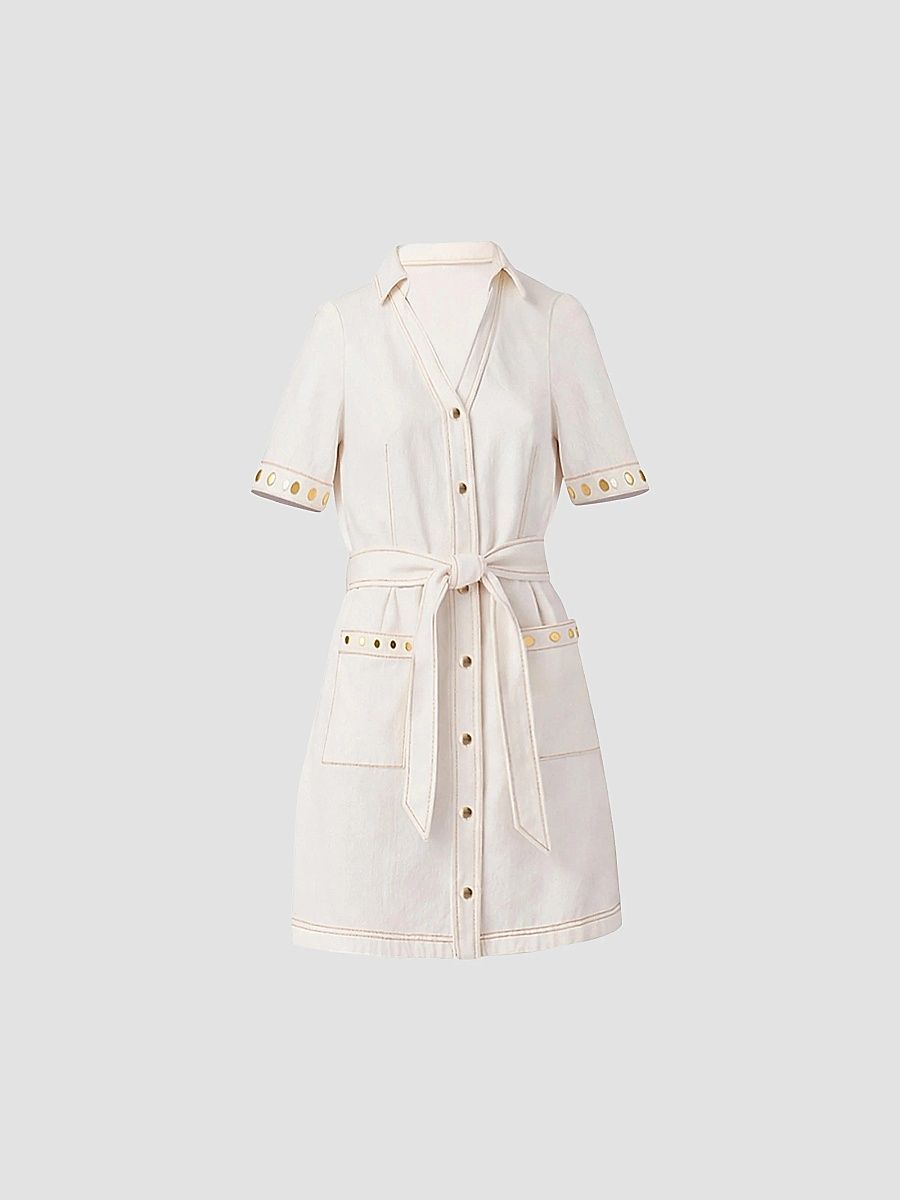 Shoshanna Women's Laurie Denim Shirtdress - Ivory - Size 14