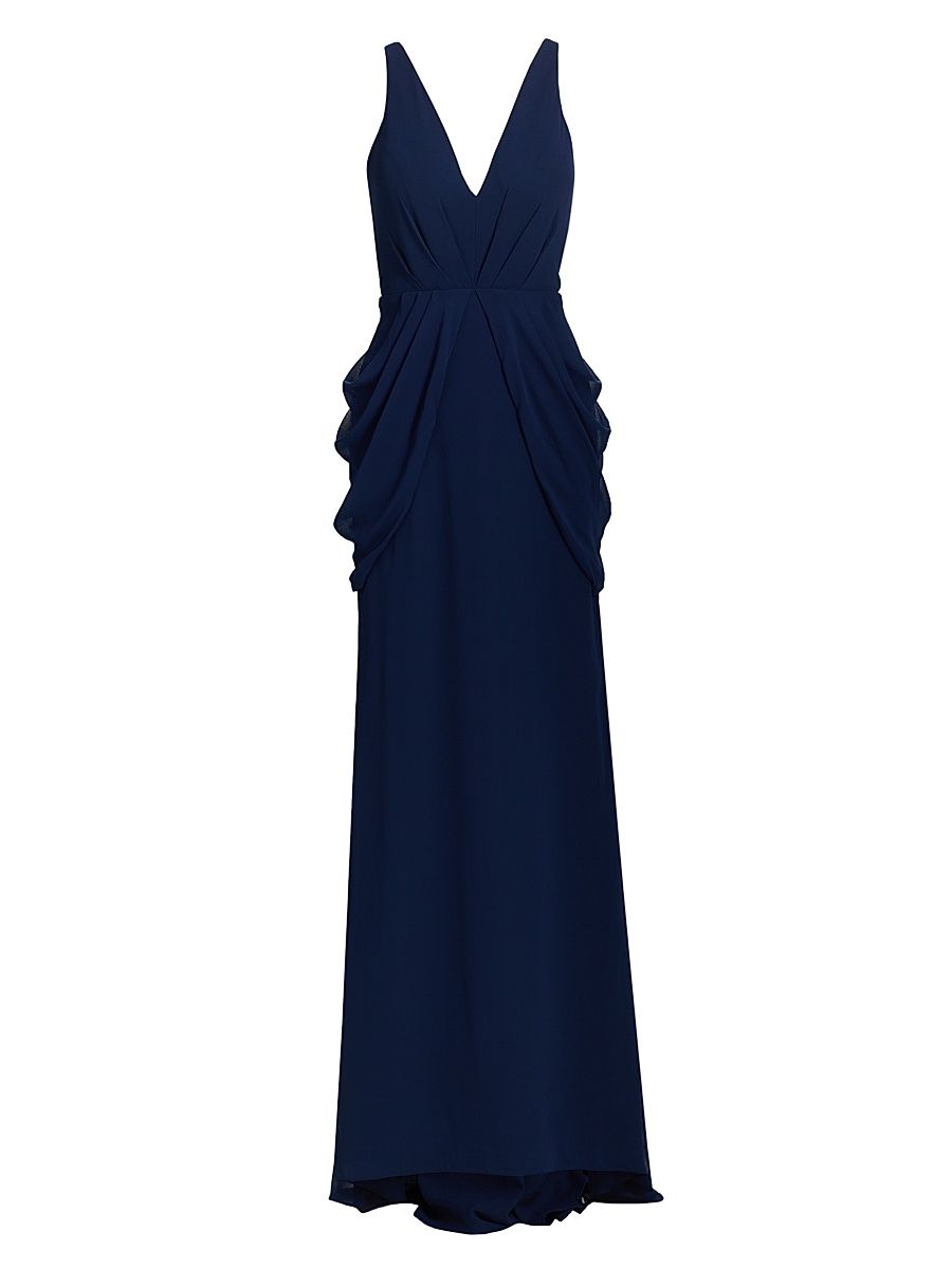 Women's Corse Draped Sleeveless Gown - Navy - Size 12