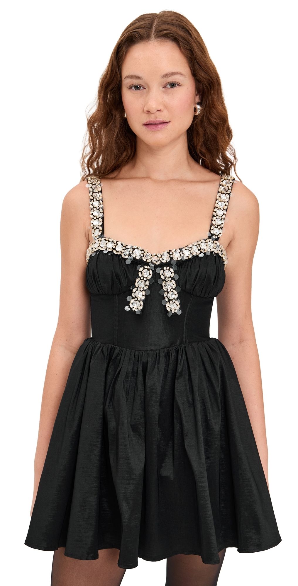 For Love & Lemons Emalie Taffeta Mini Dress Black XS