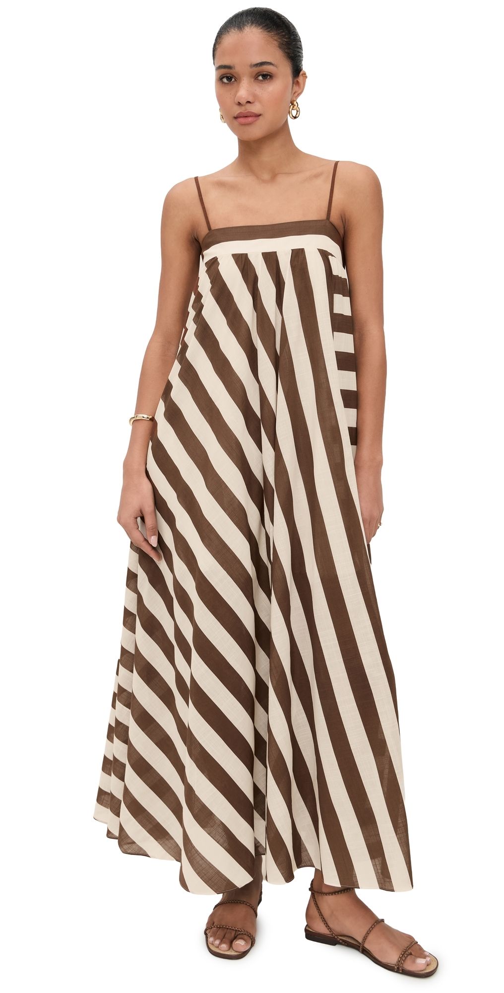 Zimmermann Daylight Stripe Maxi Dress Choc/Cream Stripe 2