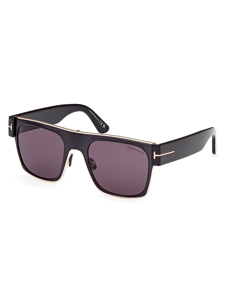 Men's Edwin 54MM Square Sunglasses - Shiny Rose Gold Smoke
