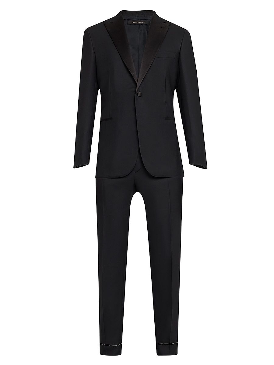 Men's Slim-Fit Gregory Barathea Wool Tuxedo - Black - Size 46