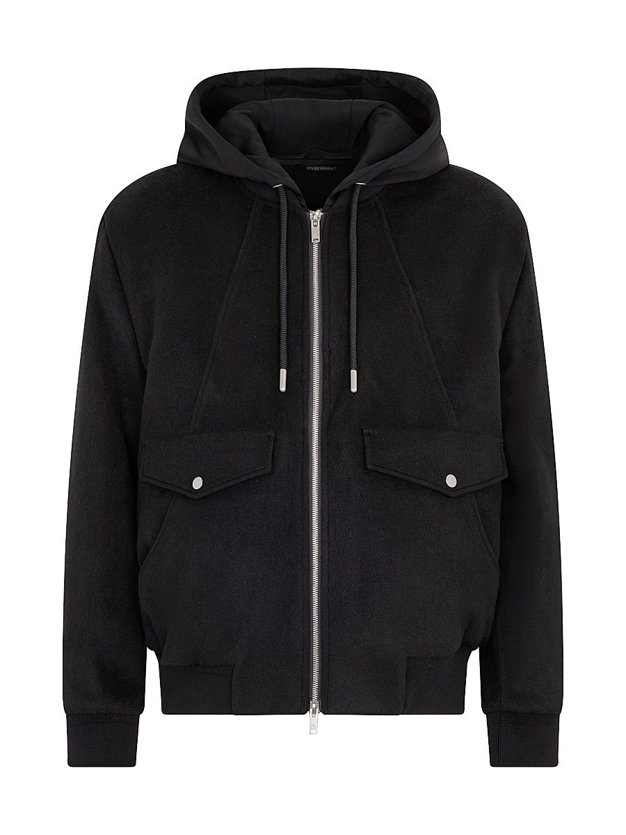 Men's Elington Wool Bomber Jacket - Black - Size XXL