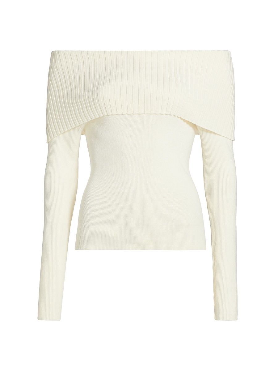 Women's Becca Knit Funnel Neck Top - Eggshell - Size Medium