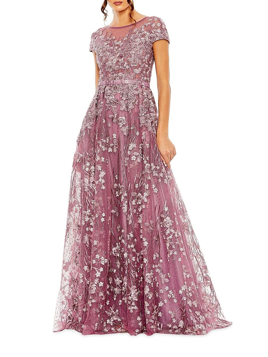 Women's Beaded & Floral-Embroidered Gown - Whisteria - Size 24