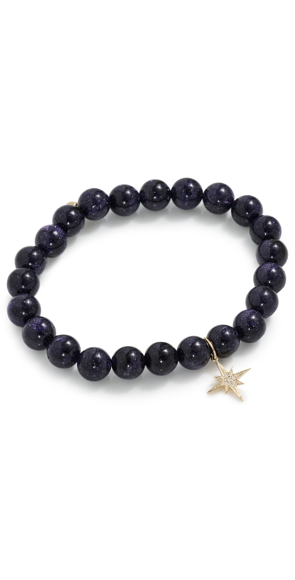 Sydney Evan 14k Small Pave Starburst Charm Bracelet Blue One Size