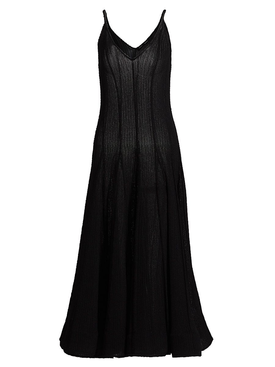 Women's Tavia Fringe Knit Maxi Dress - Black - Size Medium