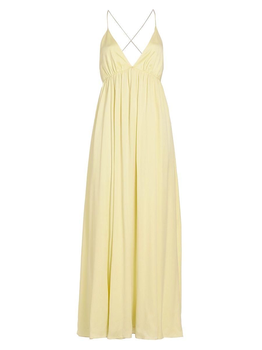 Women's Silk Open-Back Gown - Lemon - Size 8