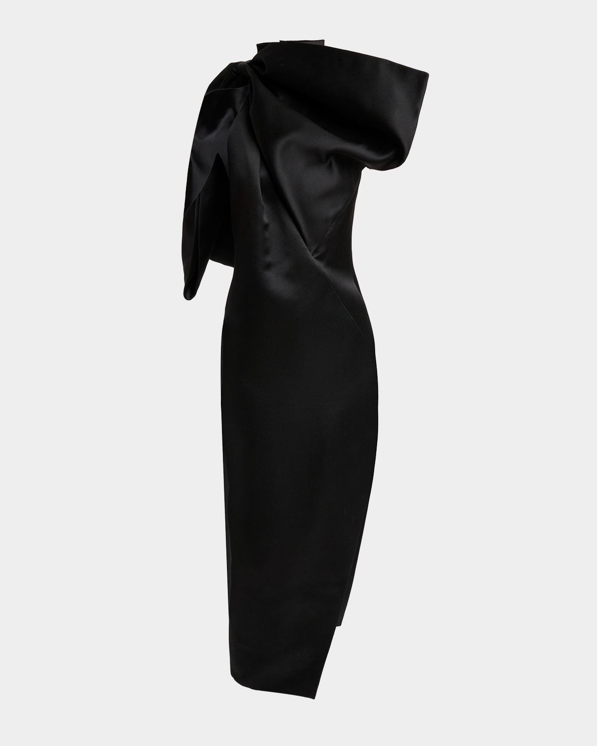 Big Bow Satin Backless Halter Midi Dress