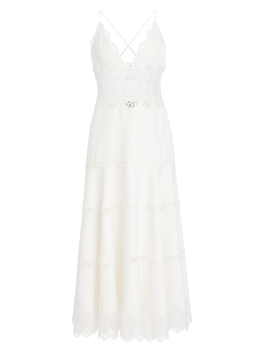 Women's Leilani Tiered Lace Midi-Dress - Ivory - Size Large