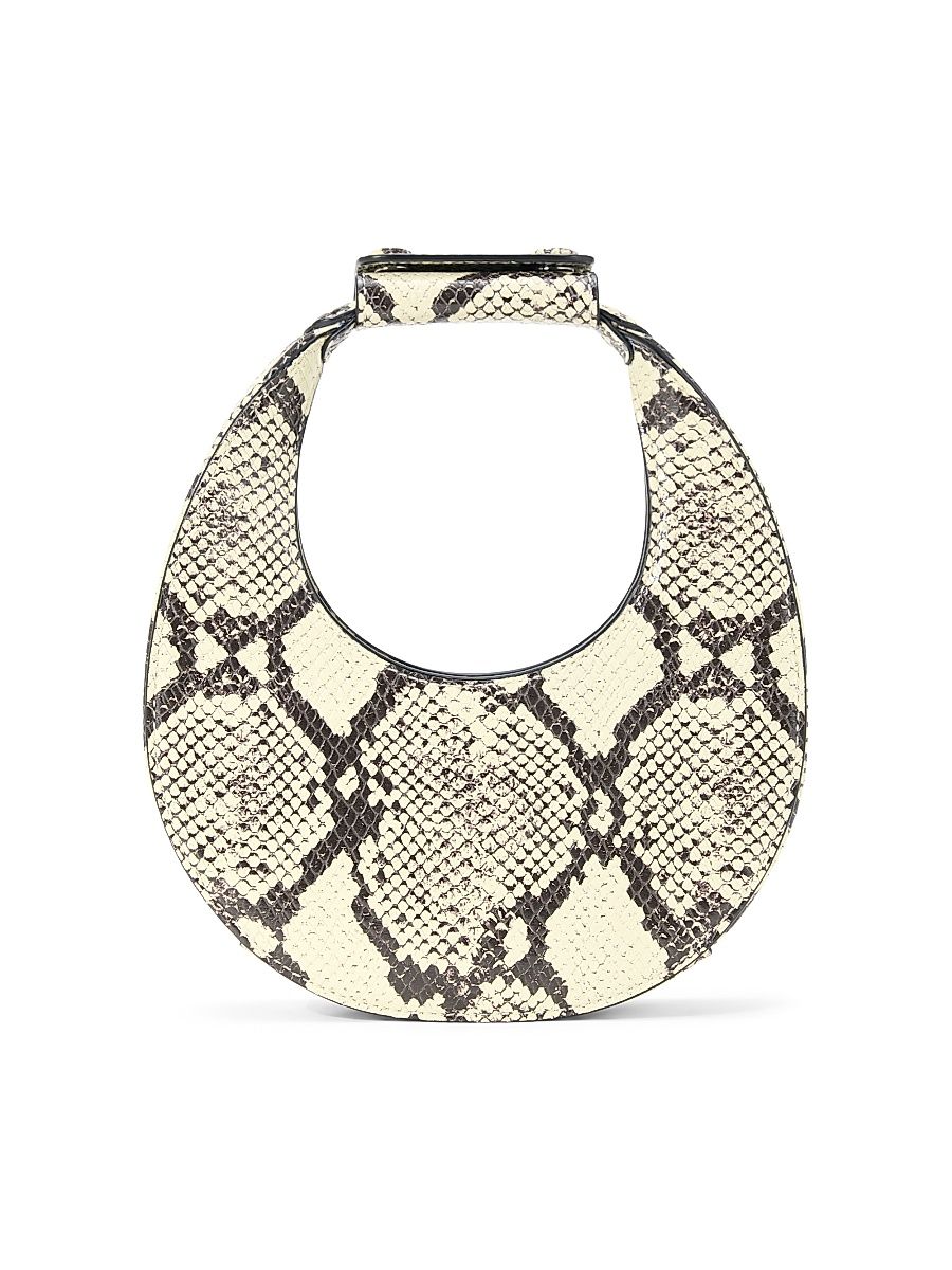 Women's Good Night Moon Snakeskin-Print Leather Top Handle Bag - White Snake