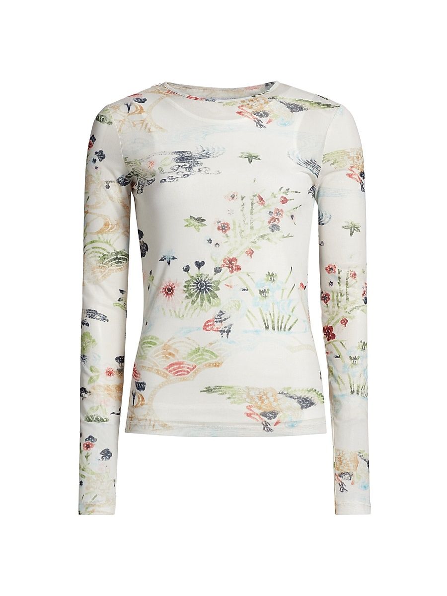 Women's Dorrego Agata Printed Long-Sleeve Top - Ecru - Size Small