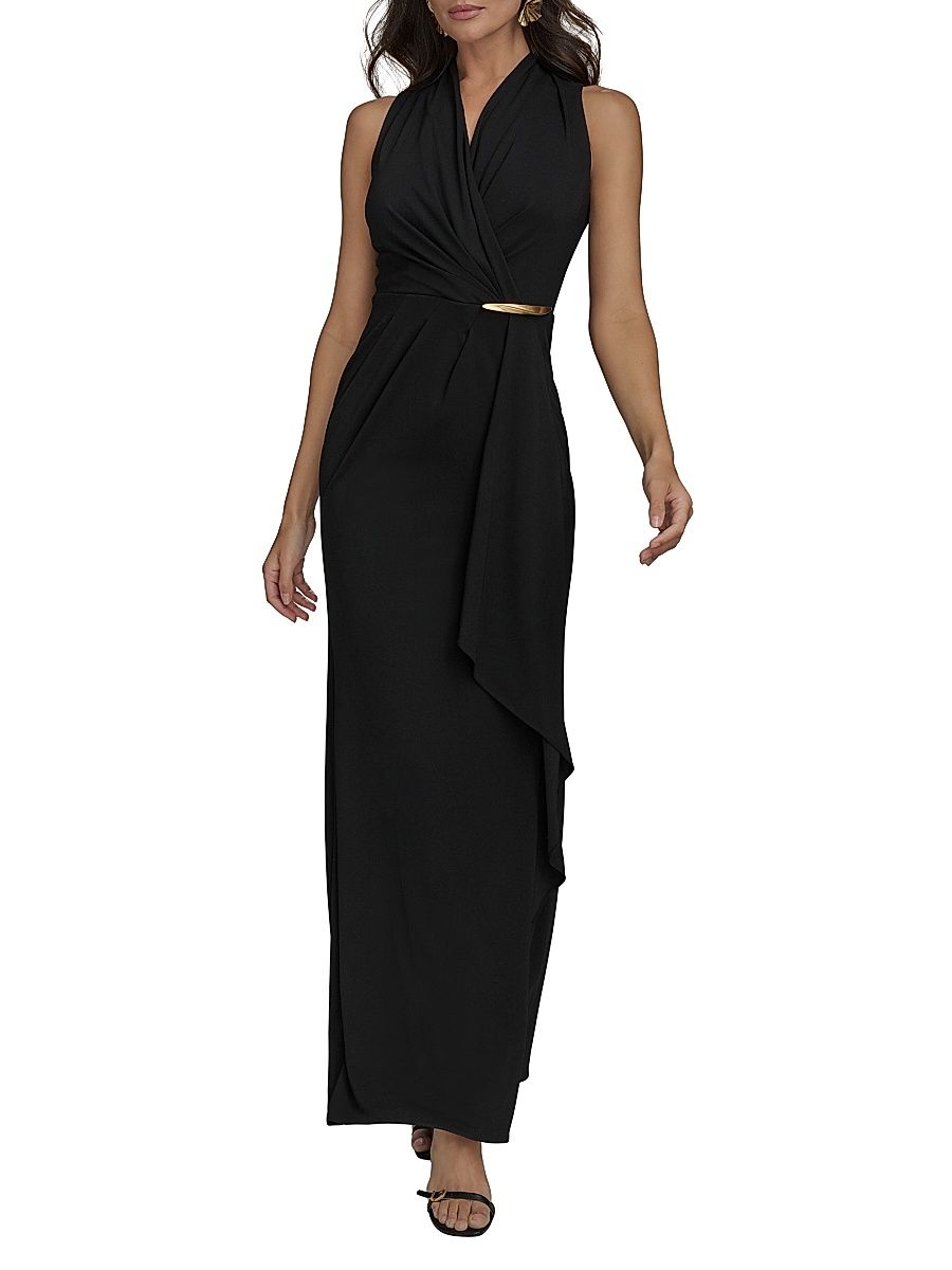 Women's Filament Jersey Wrap-Style Cocktail Dress - Black - Size 2