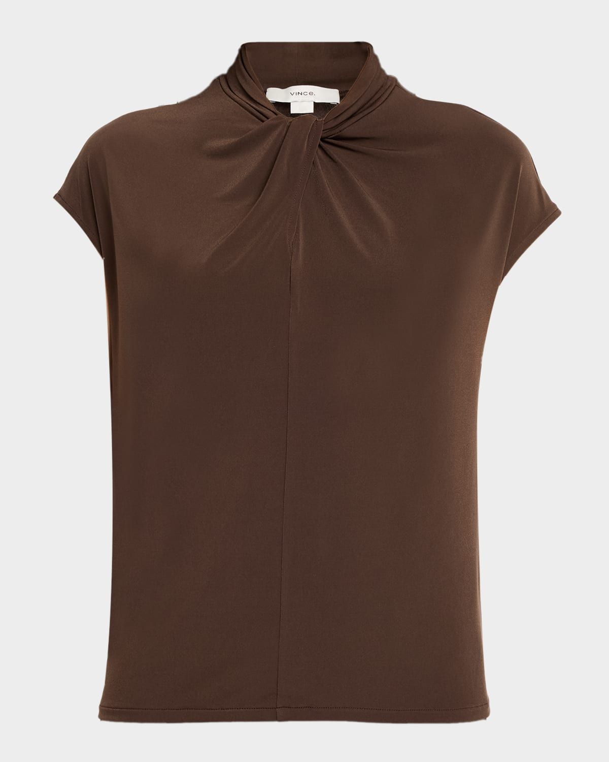 Cap-Sleeve Twist-Front Jersey Top