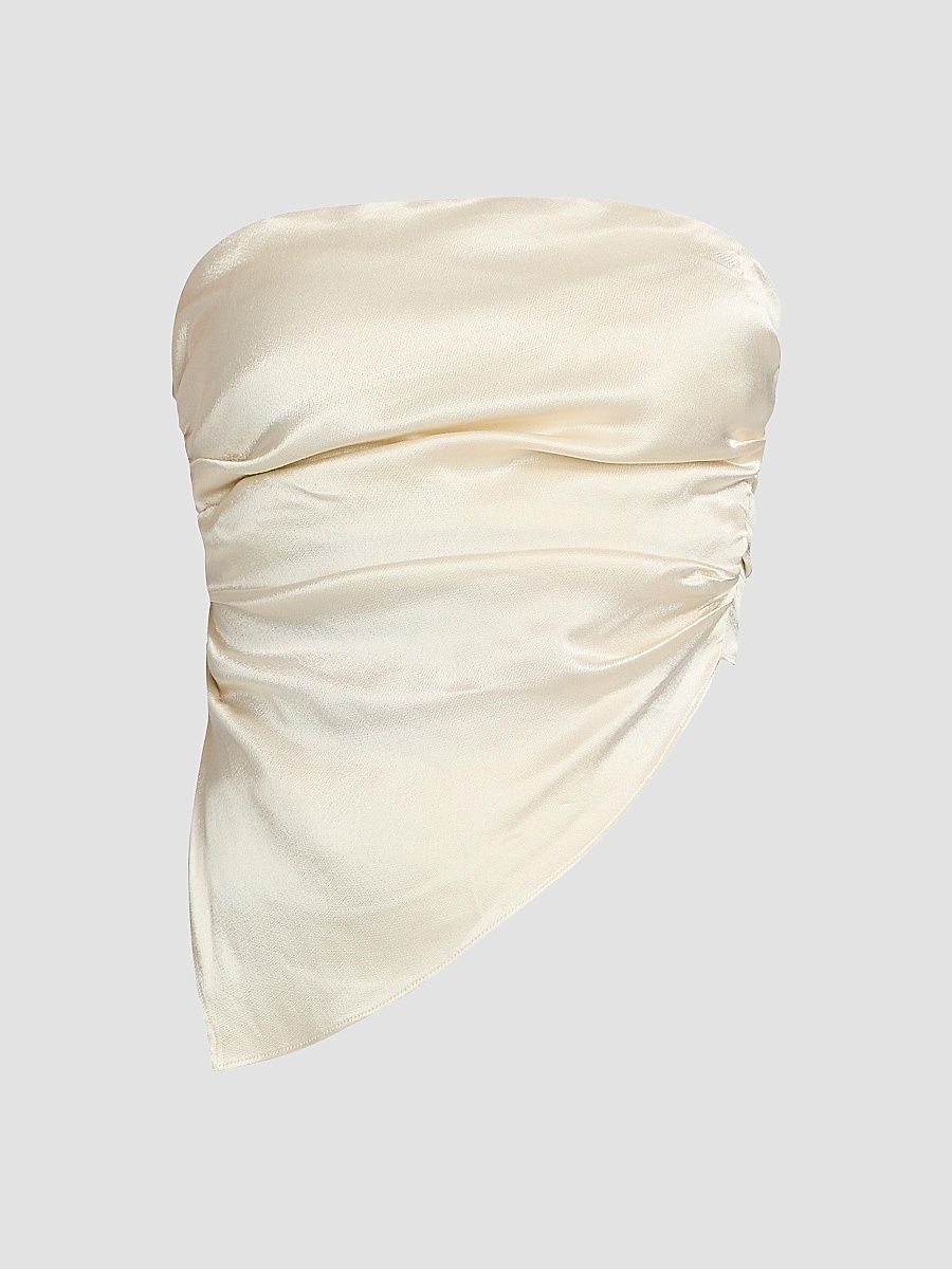 Lamarque Women's Baila Strapless Satin Scarf Top - Cream - Size Medium