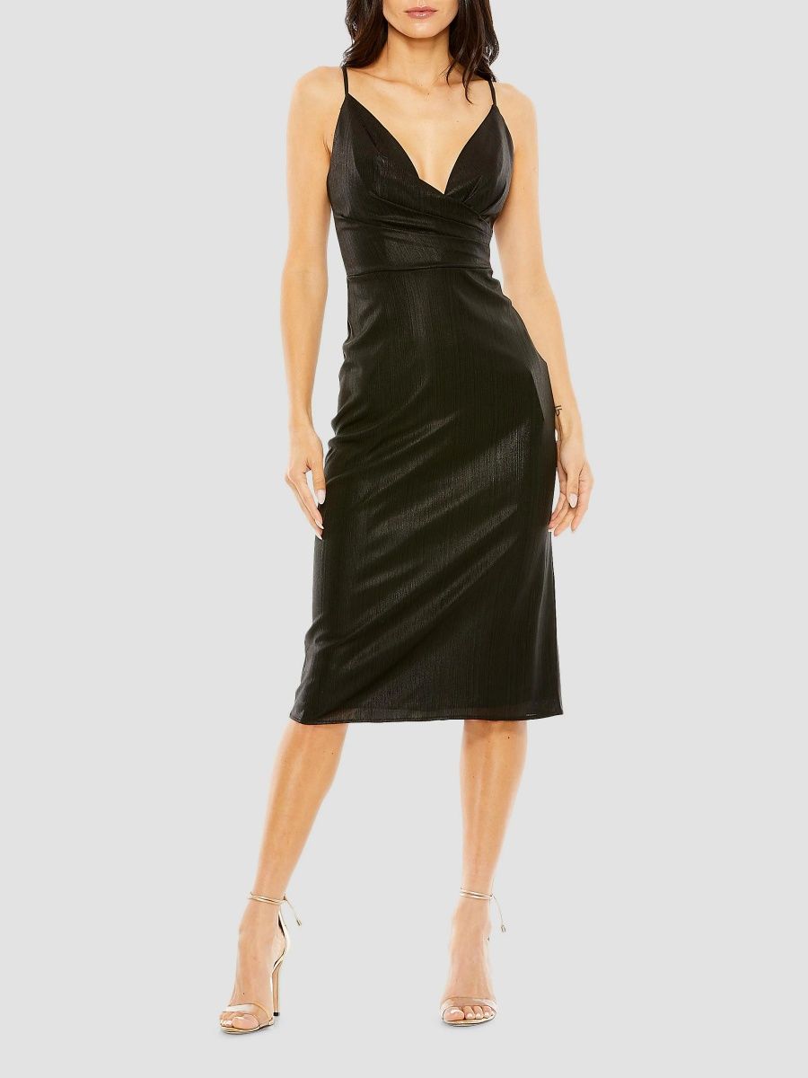 Mac Duggal Women's Foiled Jersey V-Neck Dress - Black - Size 6