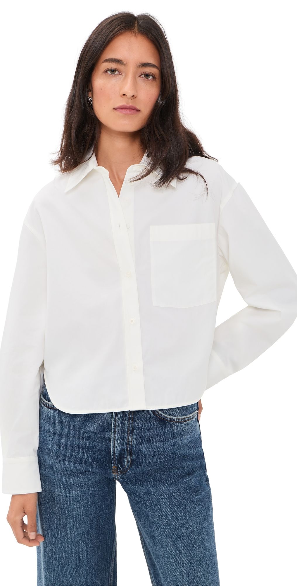 ANINE BING Scott Cropped Shirt White 40