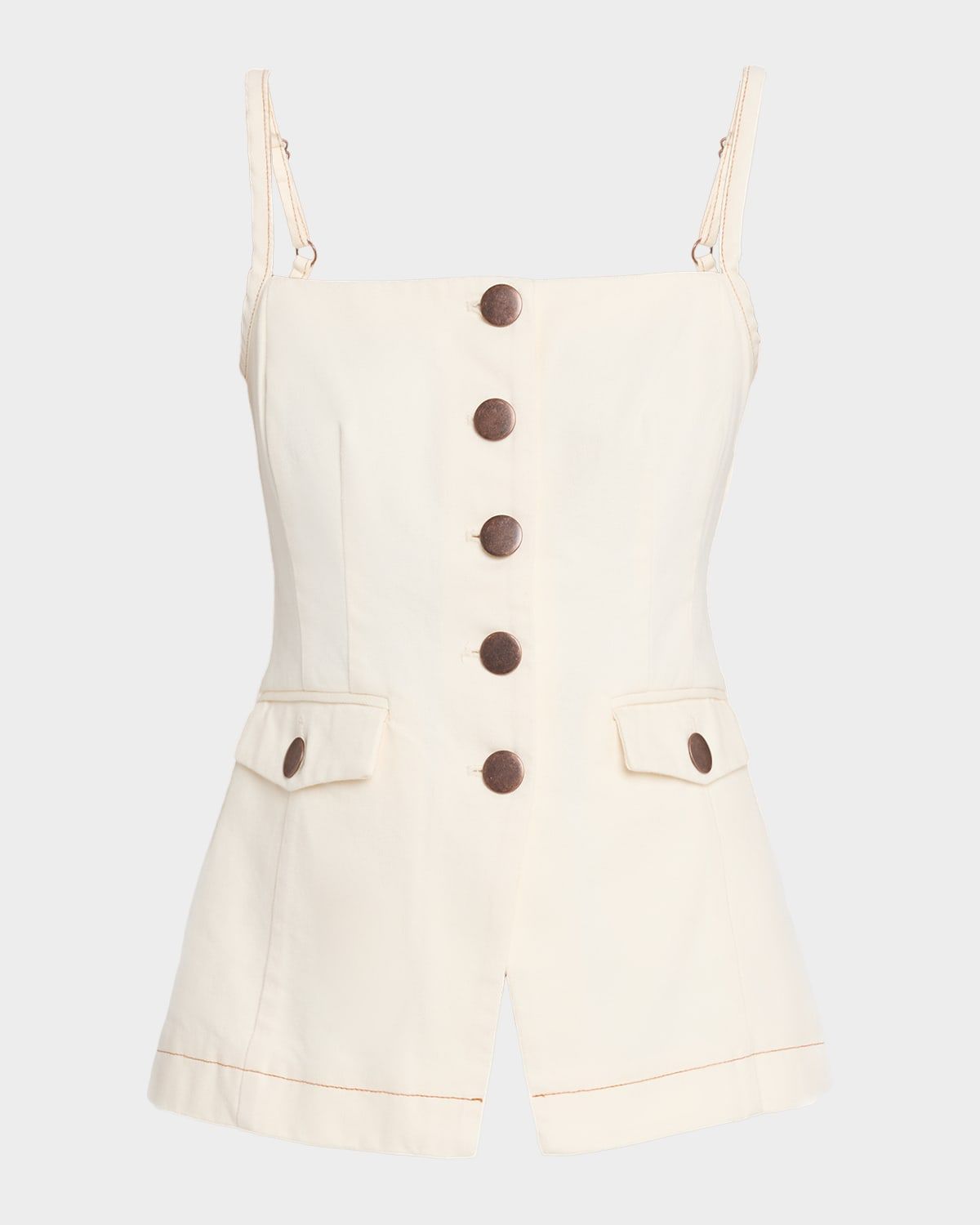 Roxy Cutaway V Denim Button-Front Top