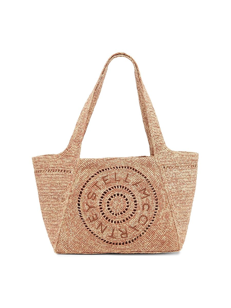 Women's Salt & Pepper Crocheted Raffia Tote Bag - Natural Teak