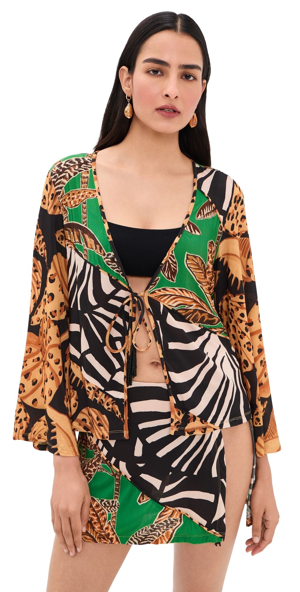 FARM Rio Open Front Blouse Animal XS