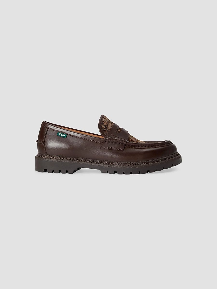 Men's Jett Leather & Tweed Penny Loafers - Dark Brown - Size 9