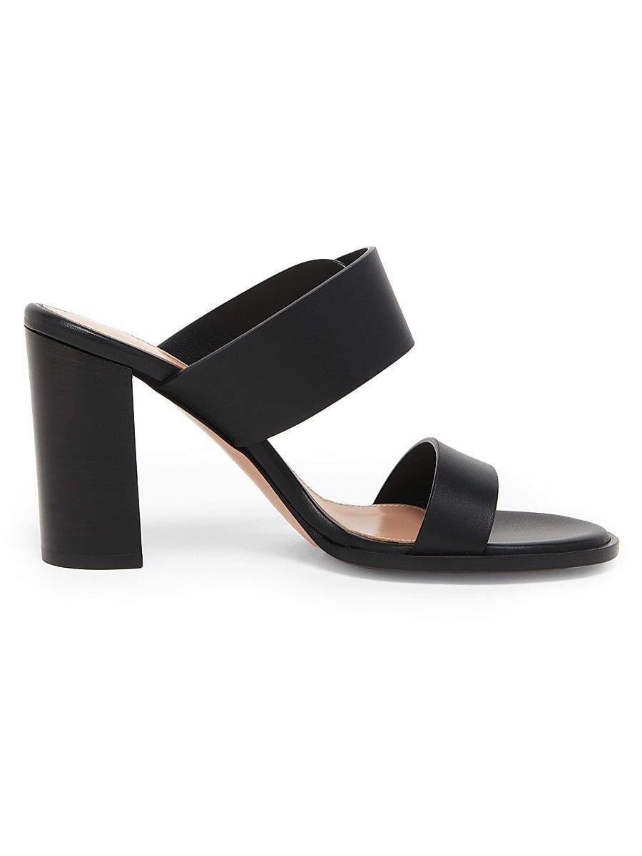Women's Leather 85MM Block-Heel Sandals - Black - Size 12