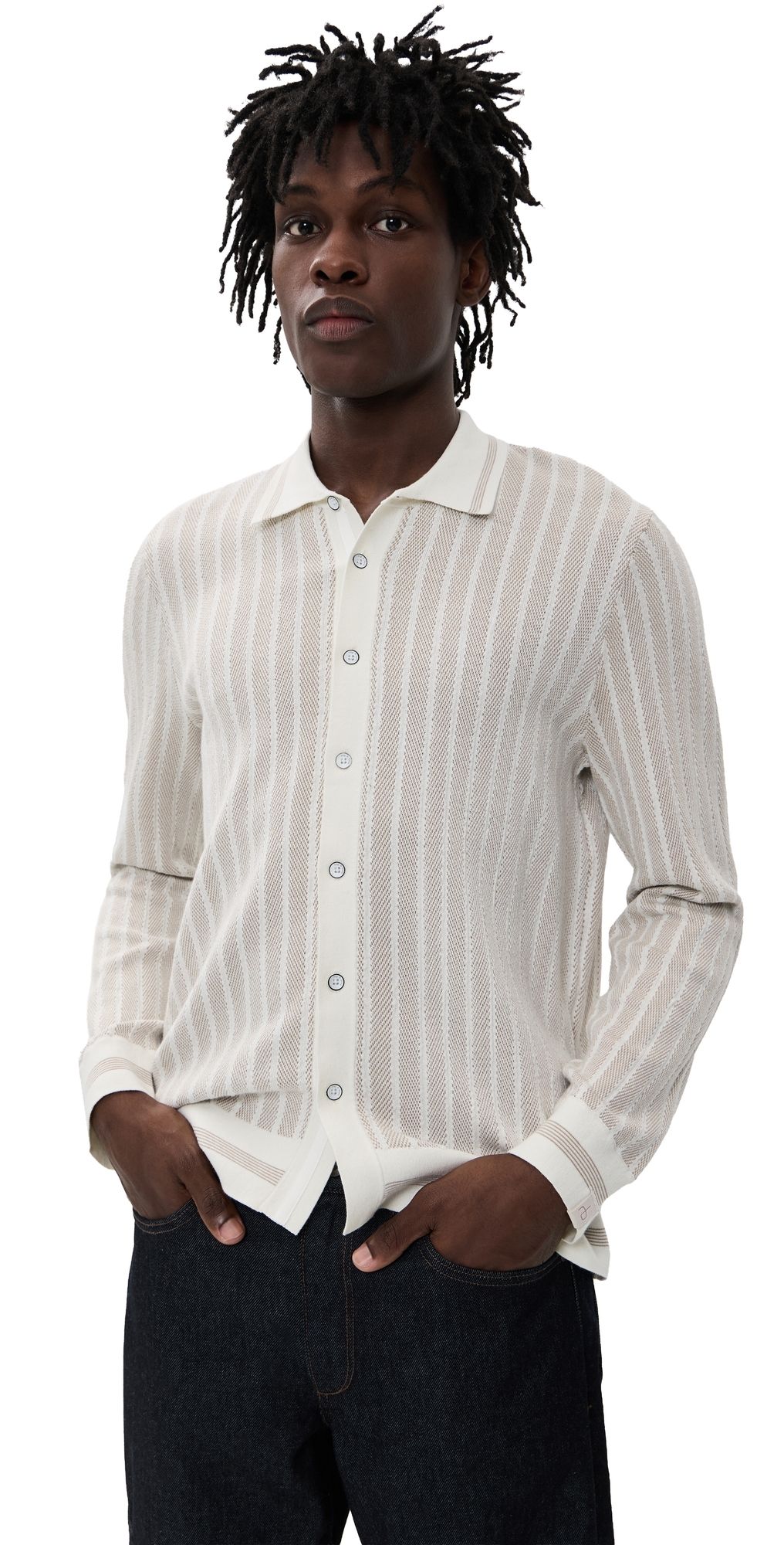 rag & bone Harvey Rib Shirt Ivory S