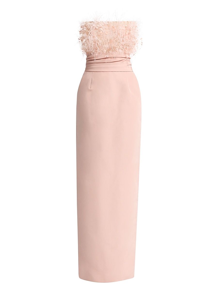 Women's Point D'Esprit Strapless Column Gown - Blush - Size 6