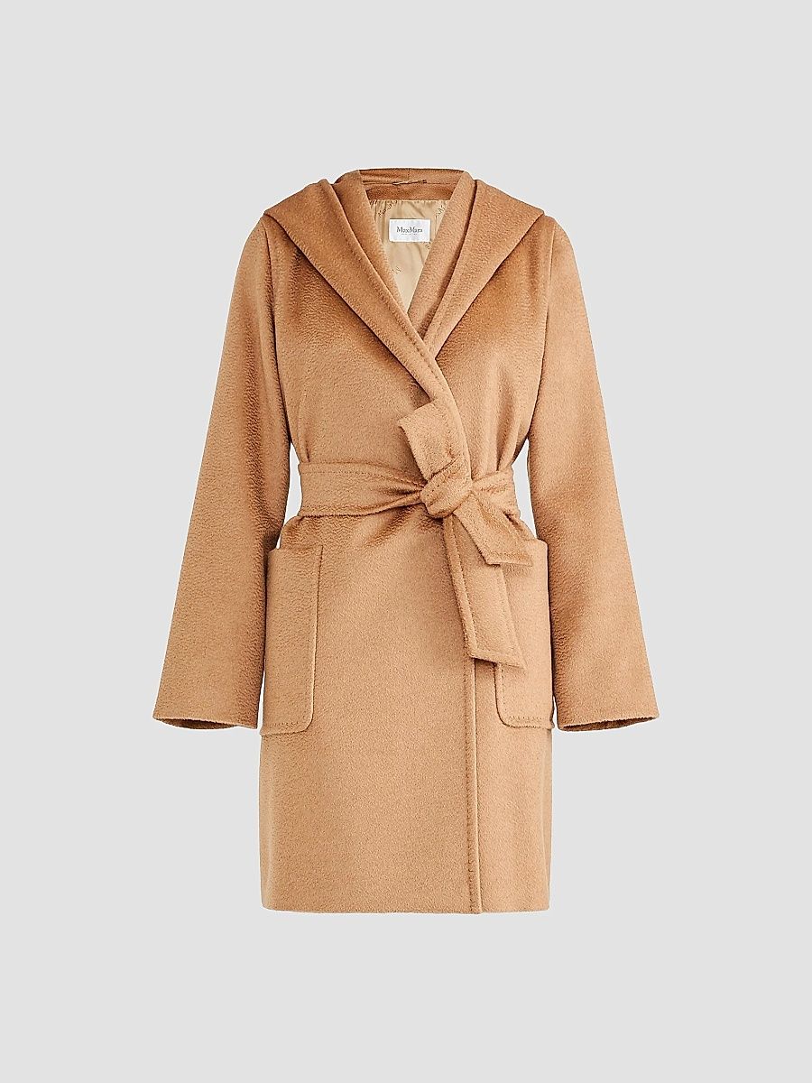 Max Mara Women's Rialto Camel Hair Hooded Wrap Coat - Camel - Size 10