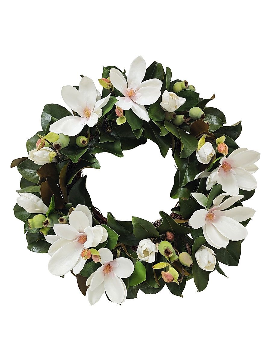 Everyday Newness Refresh Imitation Tree Magnolia Wreath - White Green