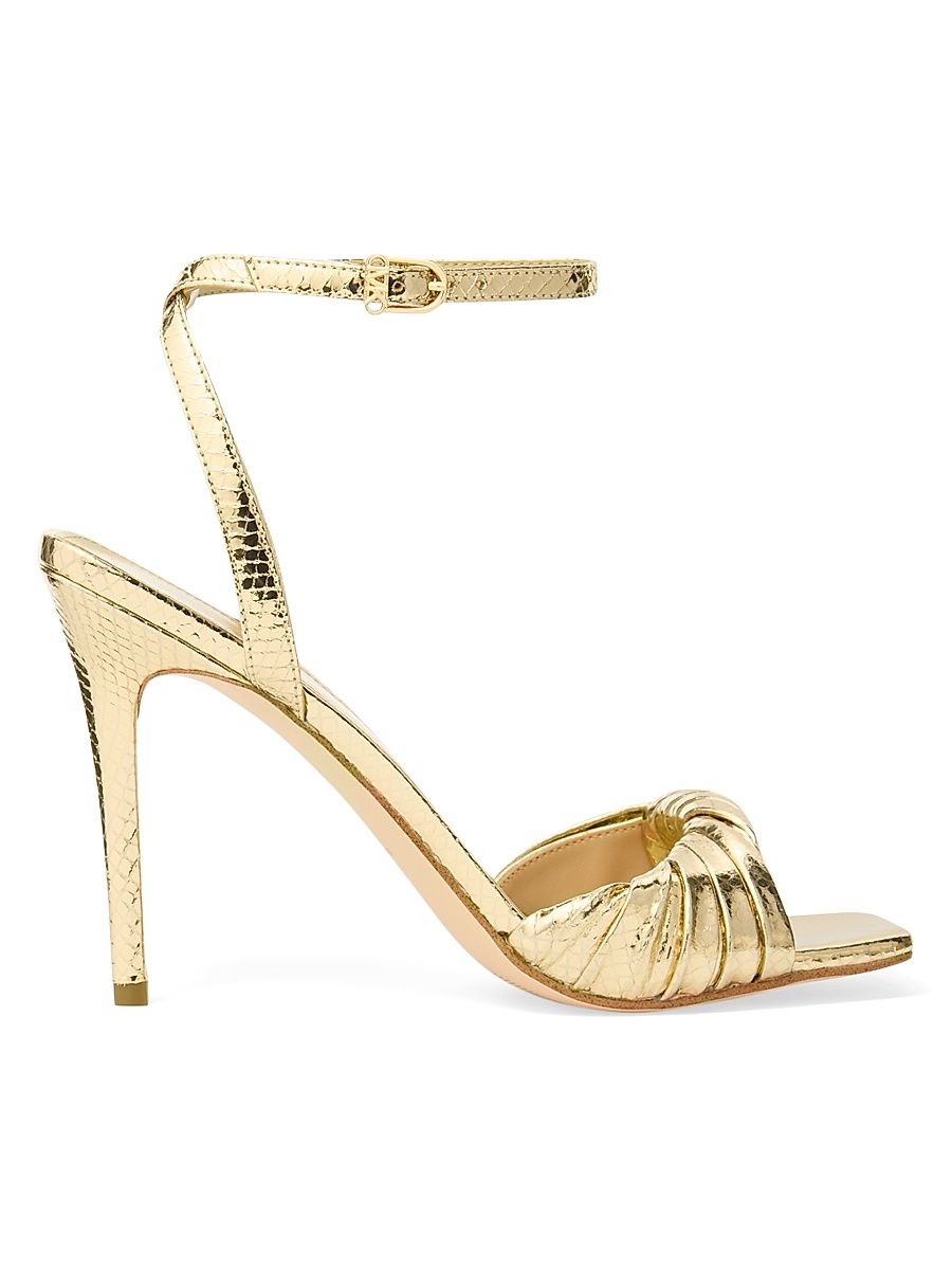 Women's Kiana 100MM Metallic Leather Sandals - Pale Gold - Size 11