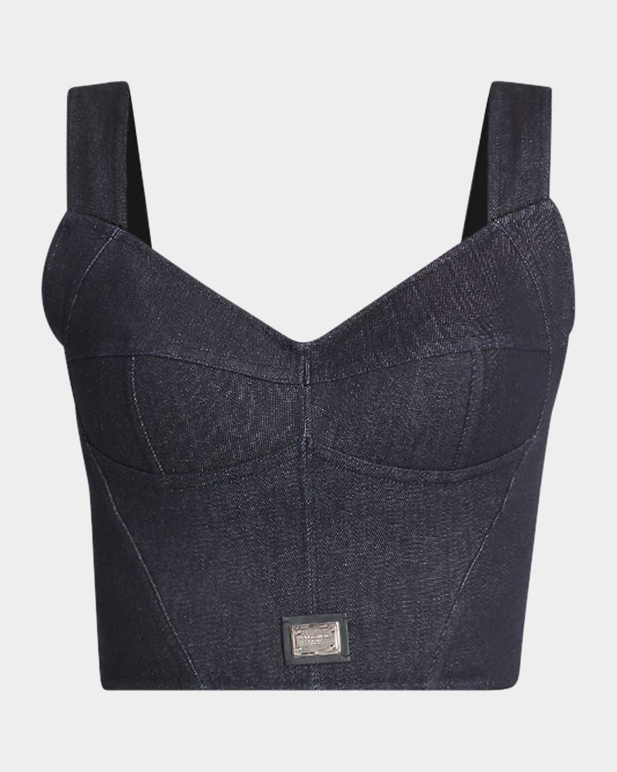 Sleeveless Denim Crop Corset Top