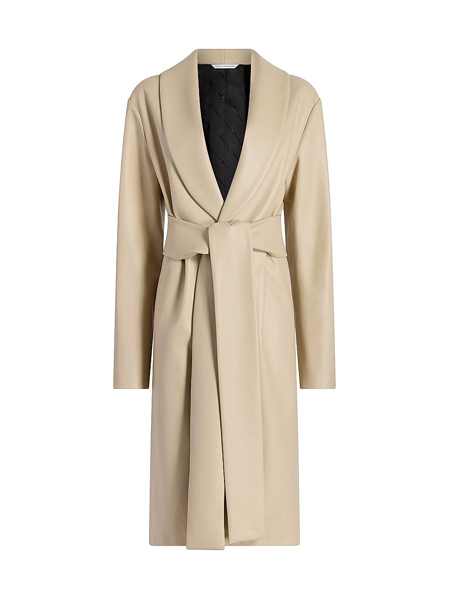 Women's Leather Robe Coat - Fresco - Size 8