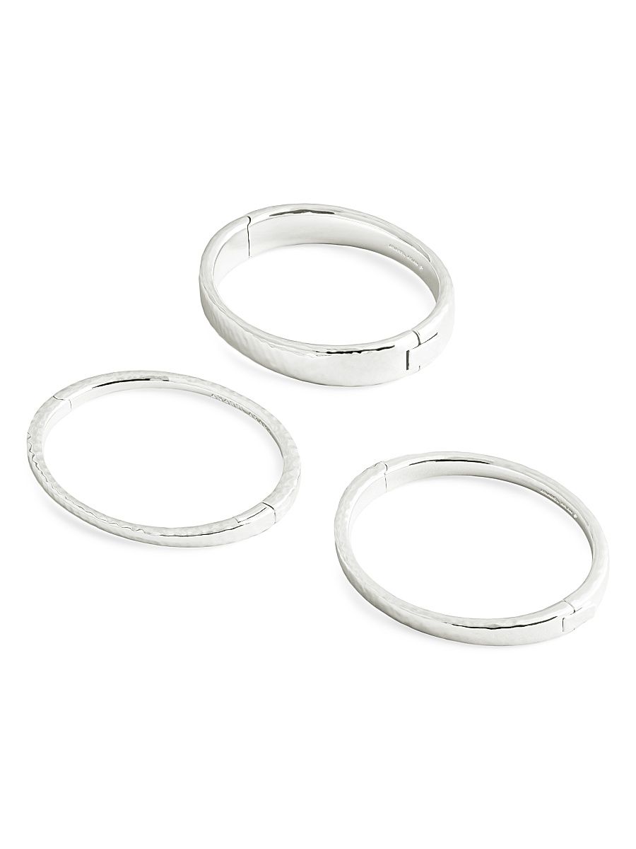 Women's Farrier 18K-Gold-Plated Or Silver-Plated Hinged Bangle - Silver - Size Medium