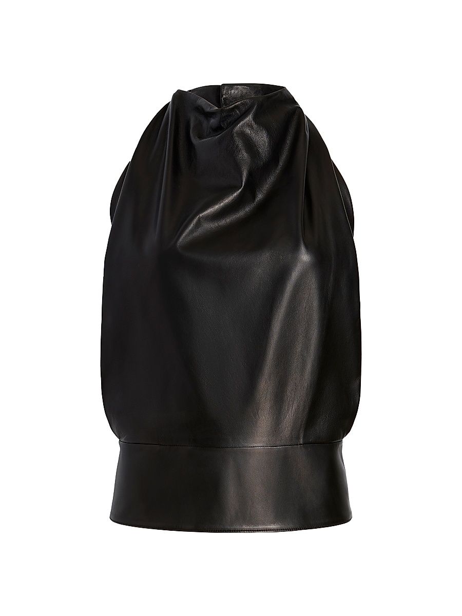 Women's Iza Leather Top - Black - Size 8