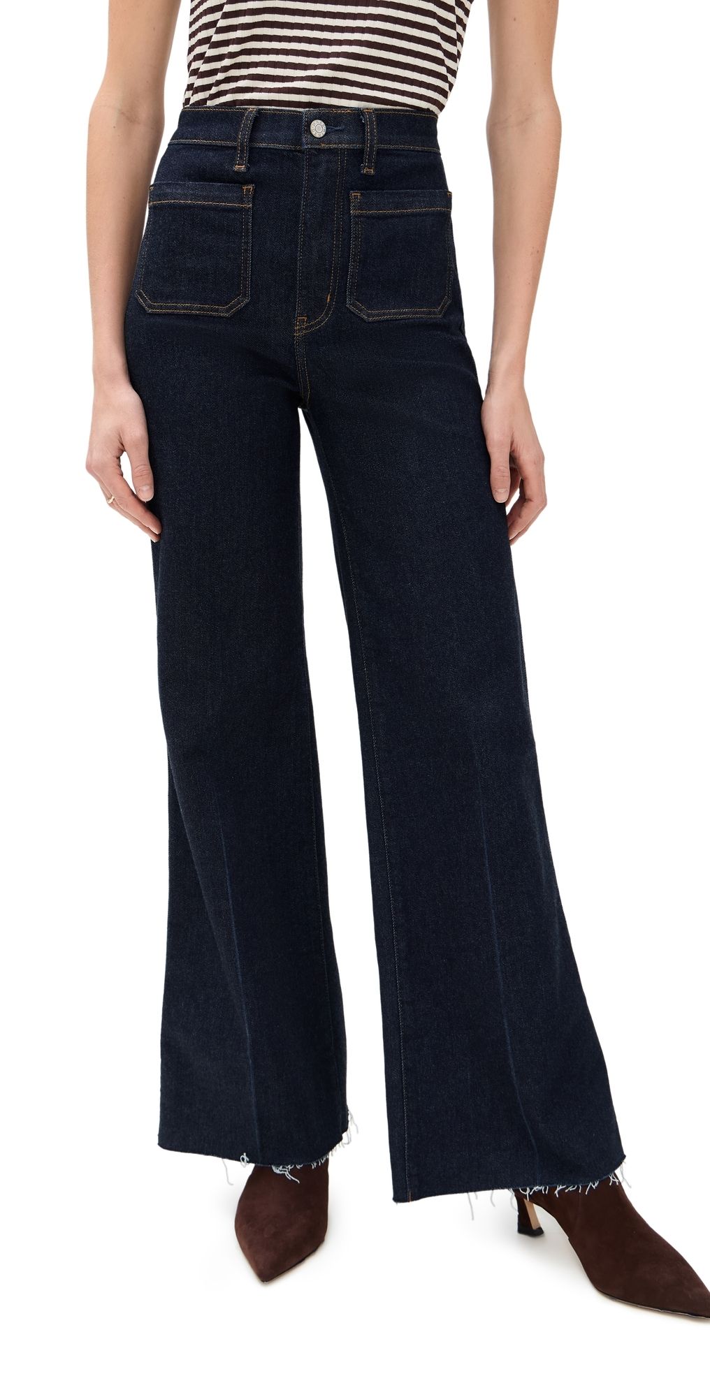 DAZE Far Out High Rise Wide Leg with Fashion Pocket Jeans Rinse 32