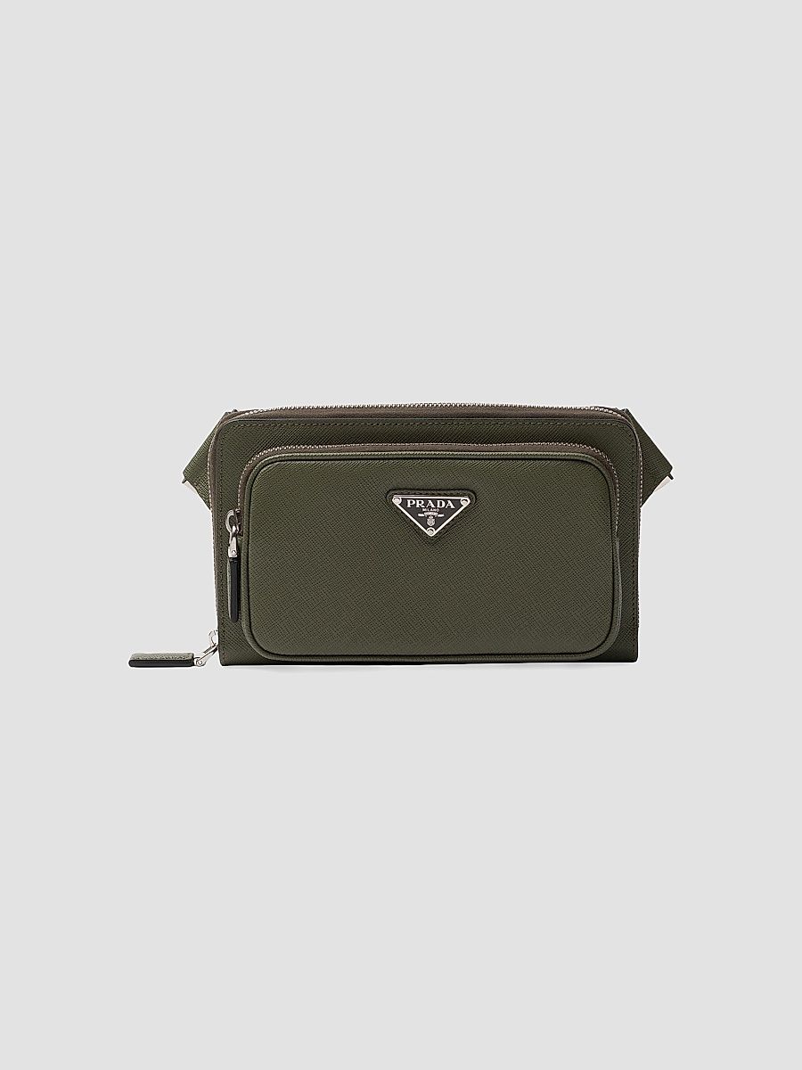 Prada Men's Saffiano Leather Belt Bag - Olive Green