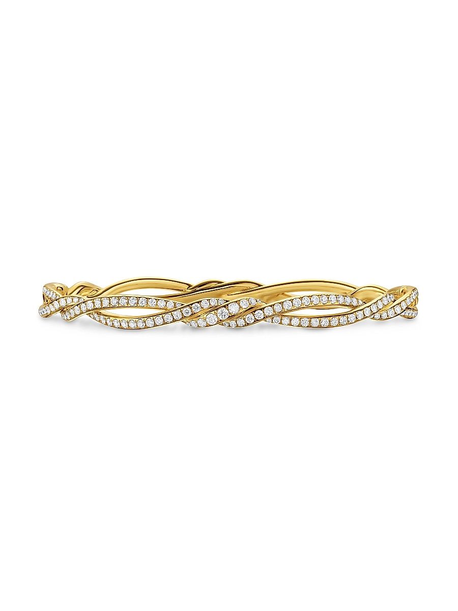 Women's Wisteria Bangle Bracelet in 18K Yellow Gold - Diamond - Size Medium
