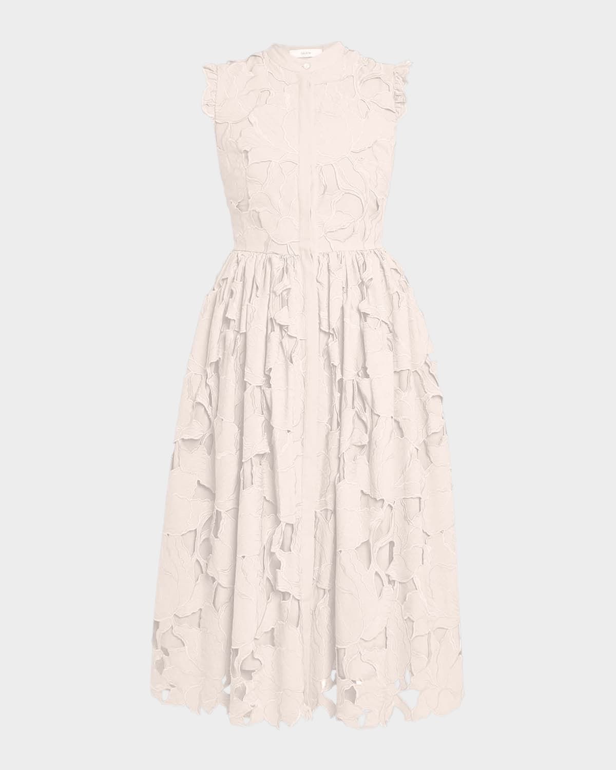 Floral Cutwork Sleeveless Midi Dress