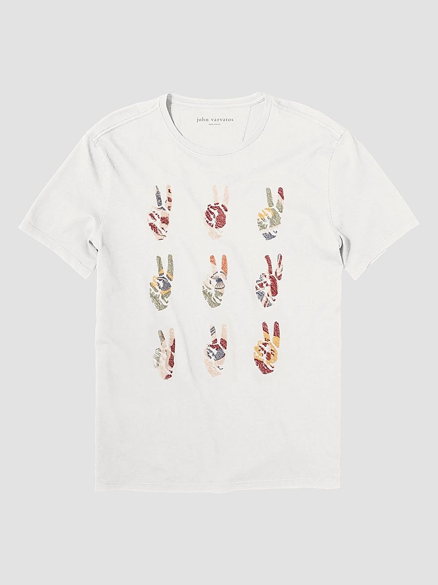 Men's Multi Peace Hand Crewneck T-Shirt - Salt - Size XXL