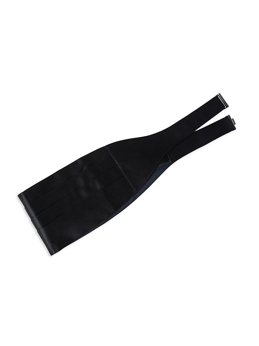 Men's Silk and Cotton Satin Cummerbund - Black - Size 46