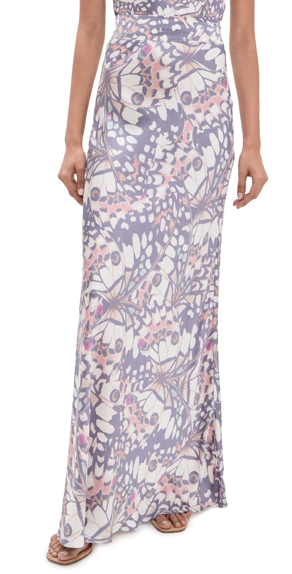 L'AGENCE Ryker Waistband Bias Skirt Multi Butterfly Wing 10