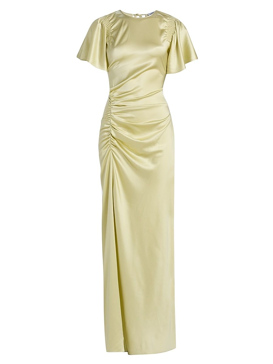 Women's Huntleigh Ruched Satin Maxi Dress - Pistachio - Size 16