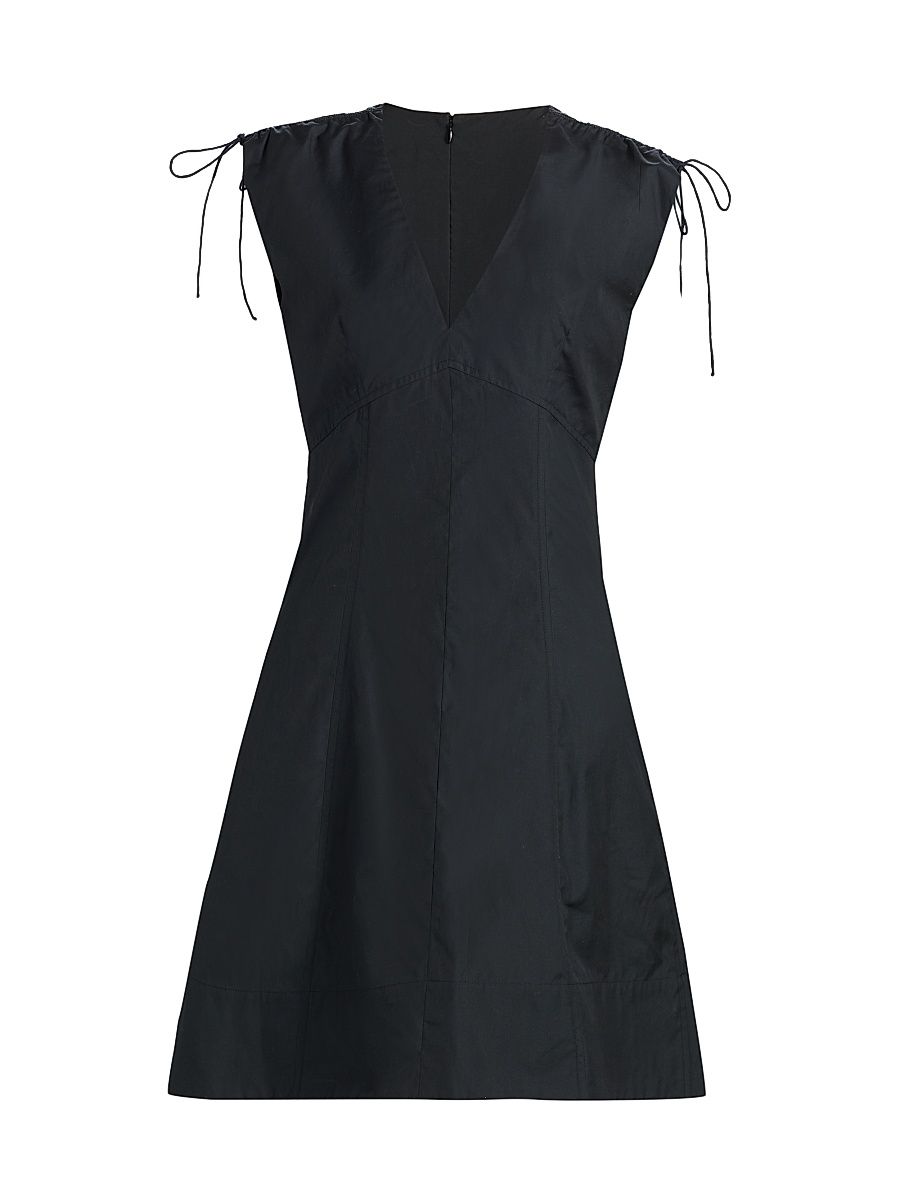 Women's Emmet Cotton Poplin Drawstring Minidress - Black - Size 16