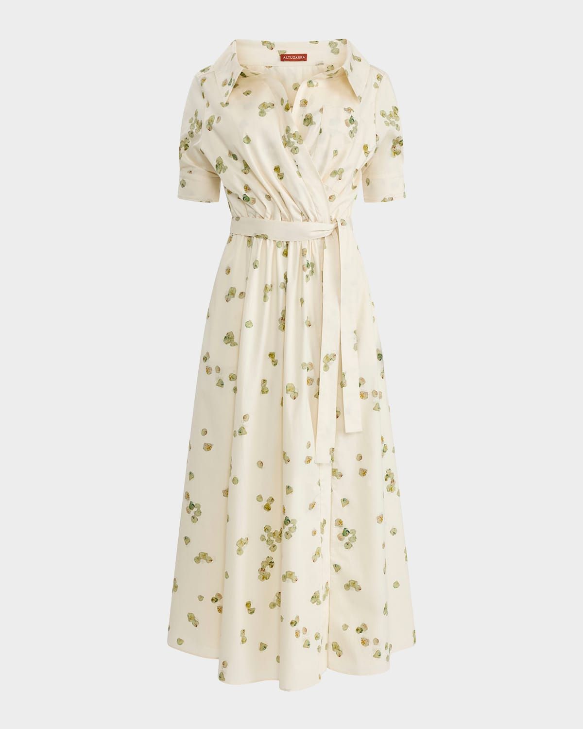 Lydia Floral-Print Waist-Tie Midi Dress