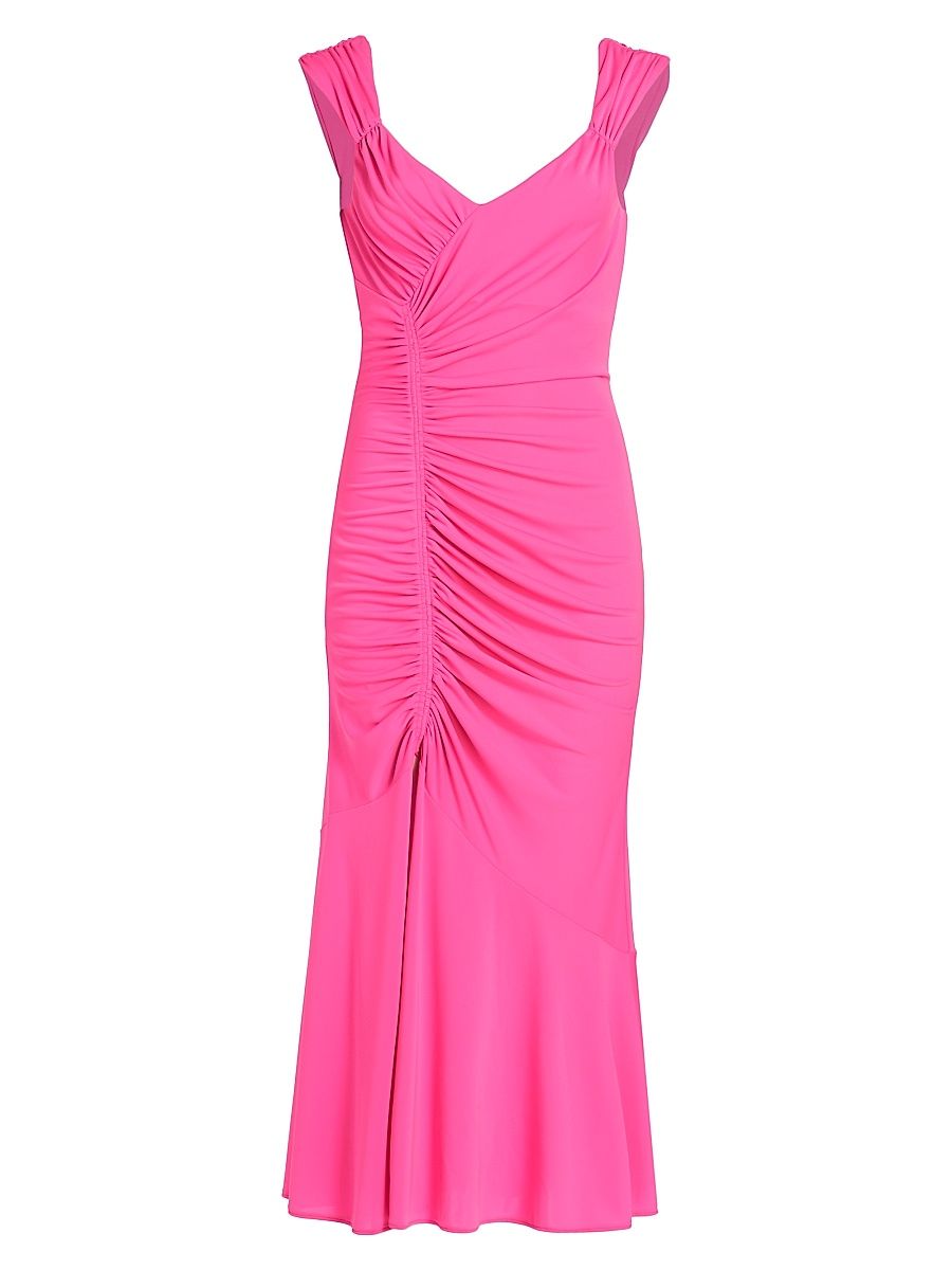 Women's Julieta Ruched Jersey Midi-Dress - Electric Pink - Size 12