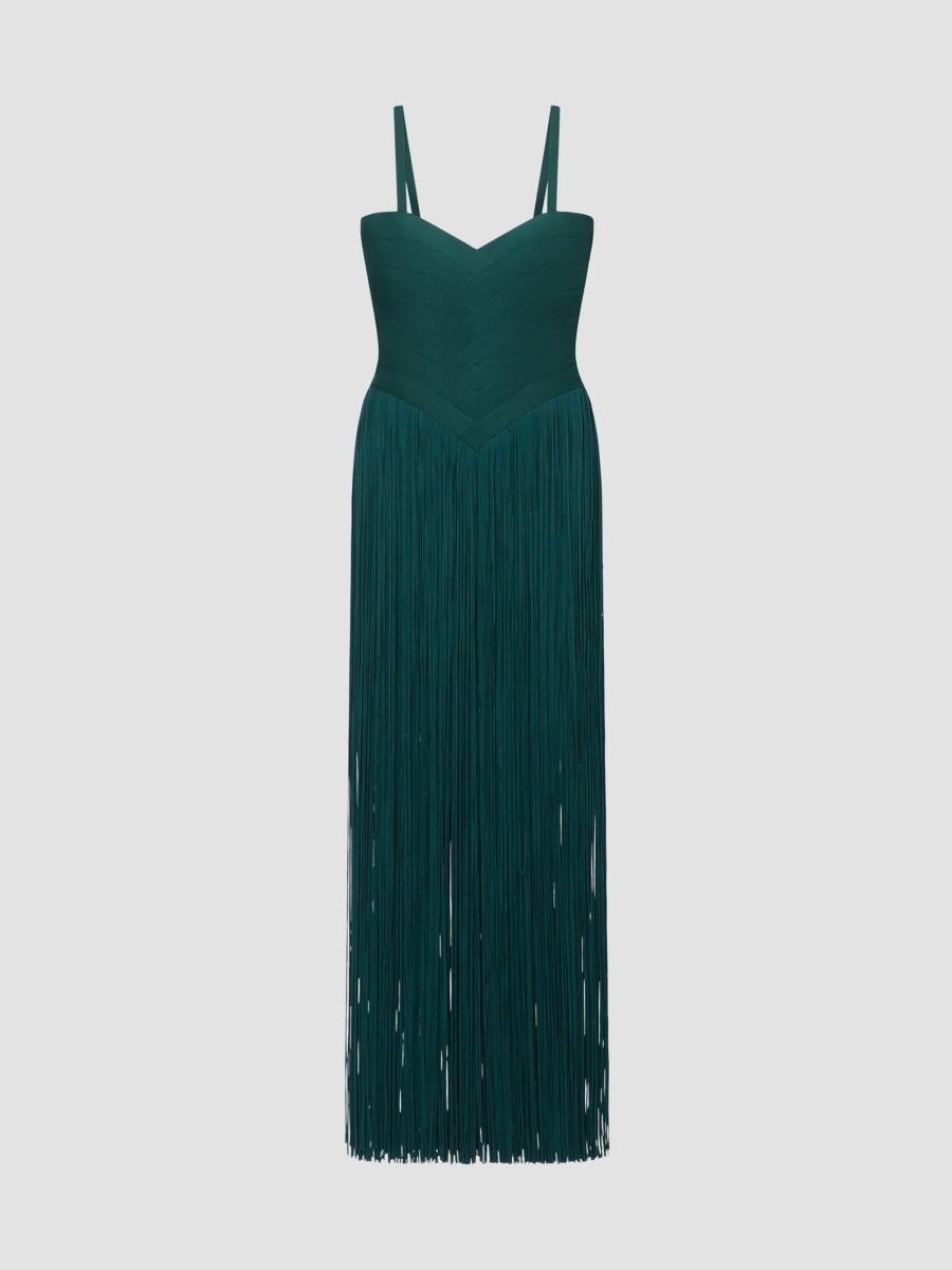 Women's Ember Bandage Fringe Dress - Spruce - Size XXS